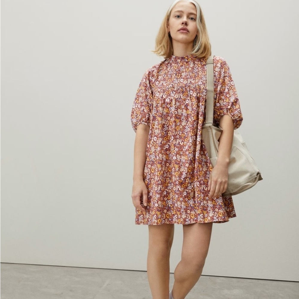 Everlane The Shirred Floral Mini Dress XS